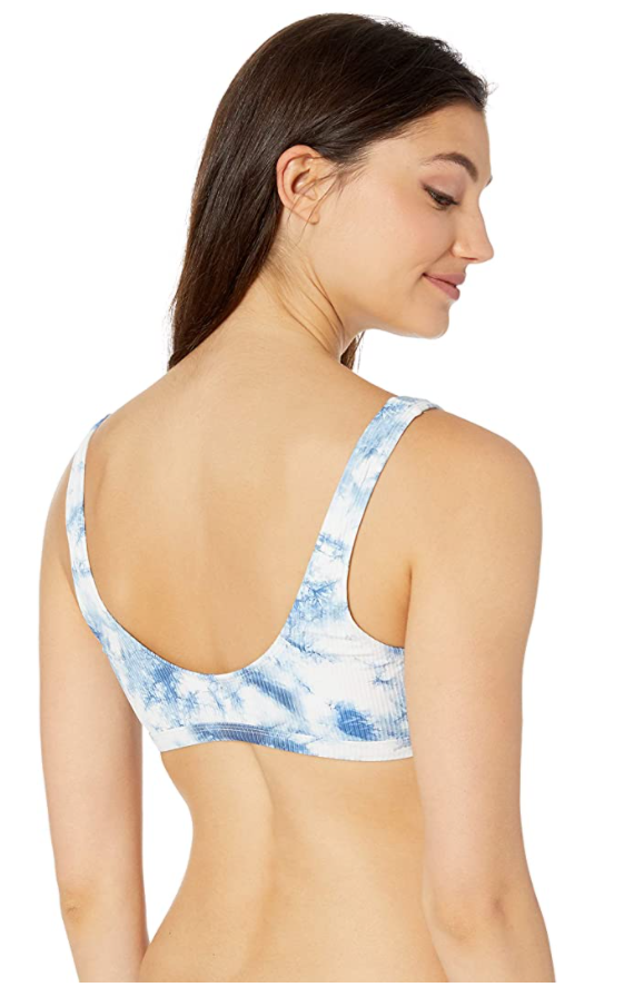 Body Glove Women's May Bikini Top Peekaboo Front Bow Detail Color Blue Tie-Dye Size L