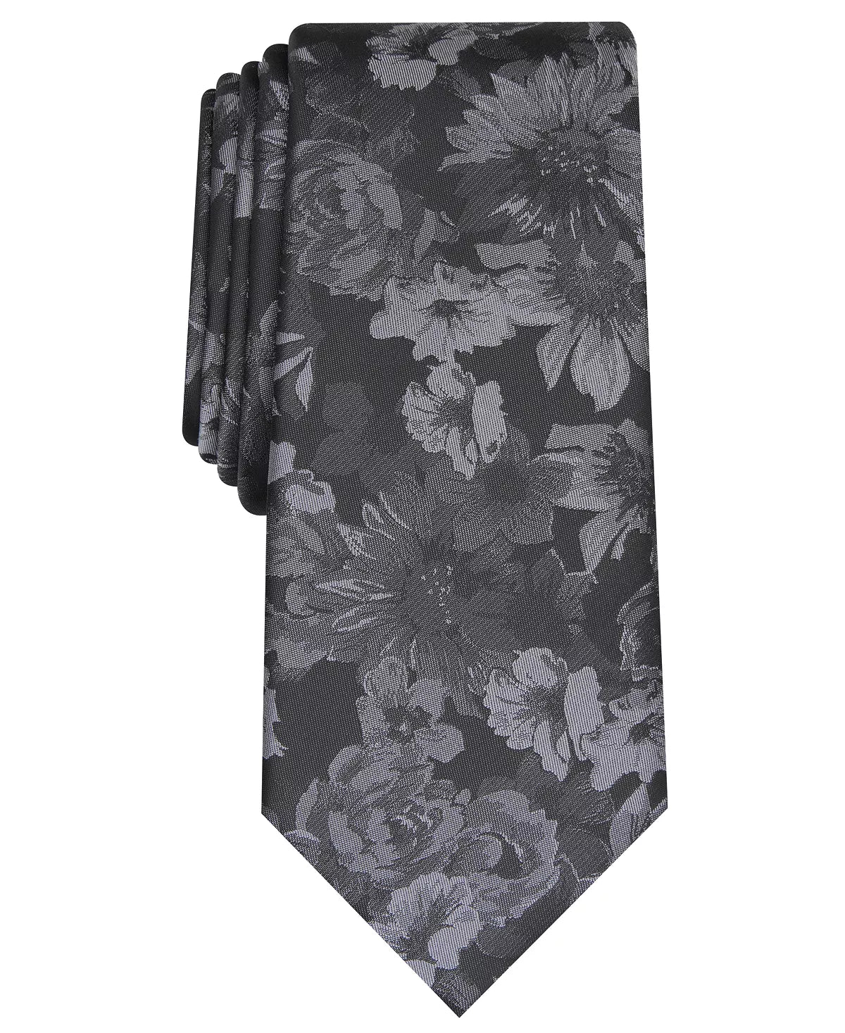 Bar III Mens Troude Skinny Floral Tie Color Black One Size