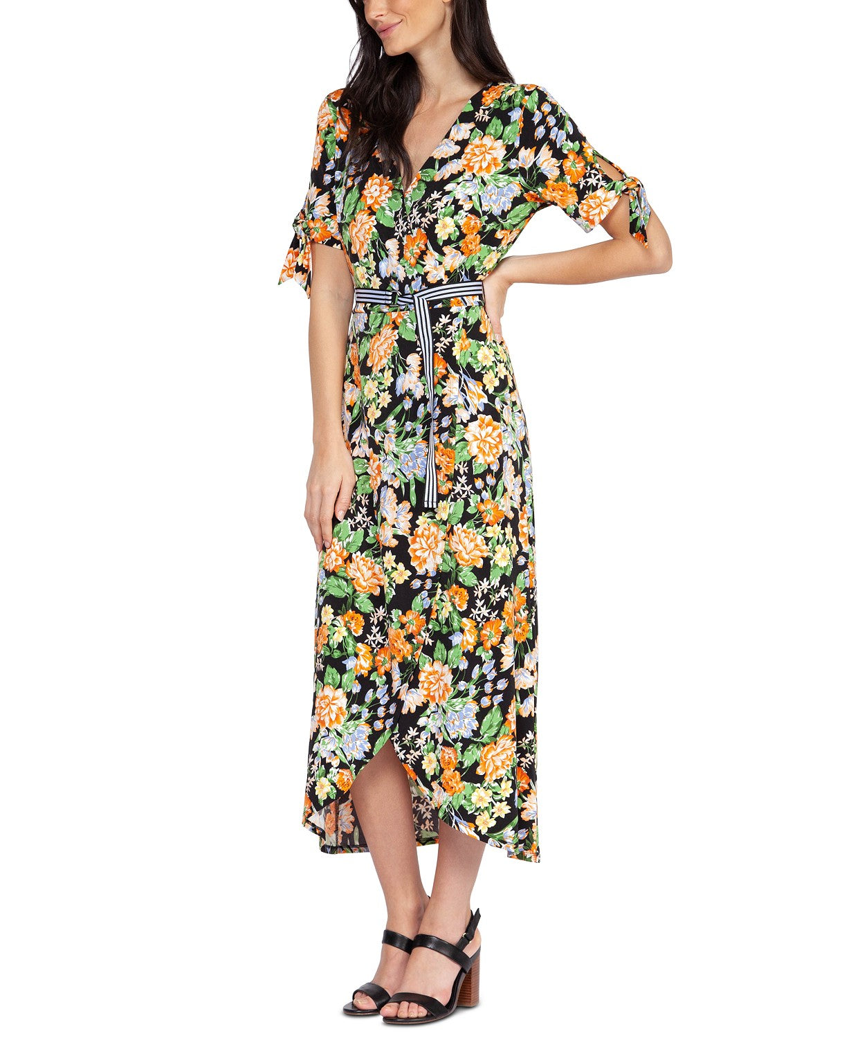 Black Tape Women's Floral-Print Faux-Wrap Dress Multicolor Size XS Style 1522068 BD