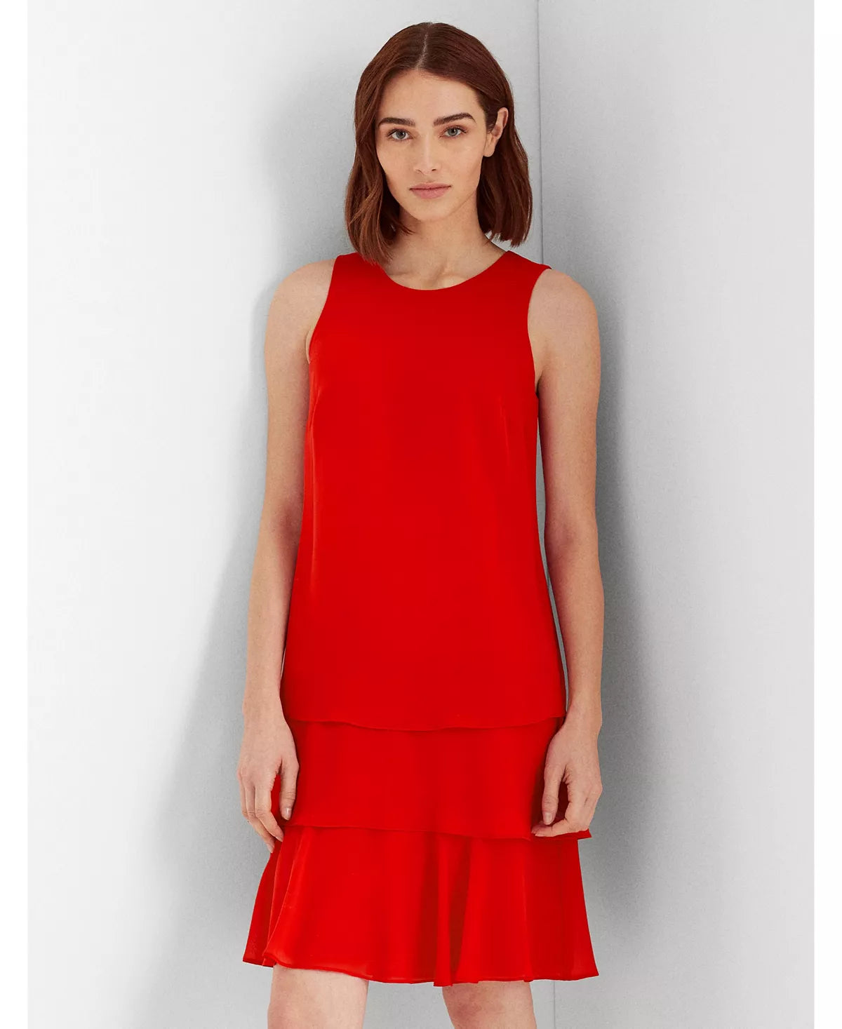 Lauren Ralph Lauren Petite Georgette Shift Dress Color Red Size 16P