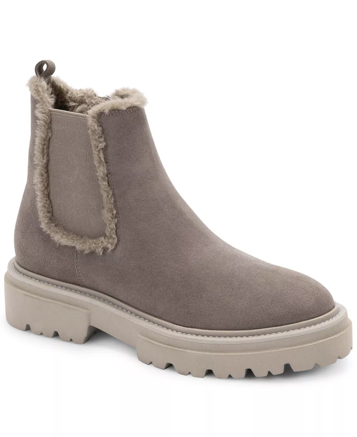 STEVEN NEW YORK Avana Faux-Fur Lug Booties Color Taupe