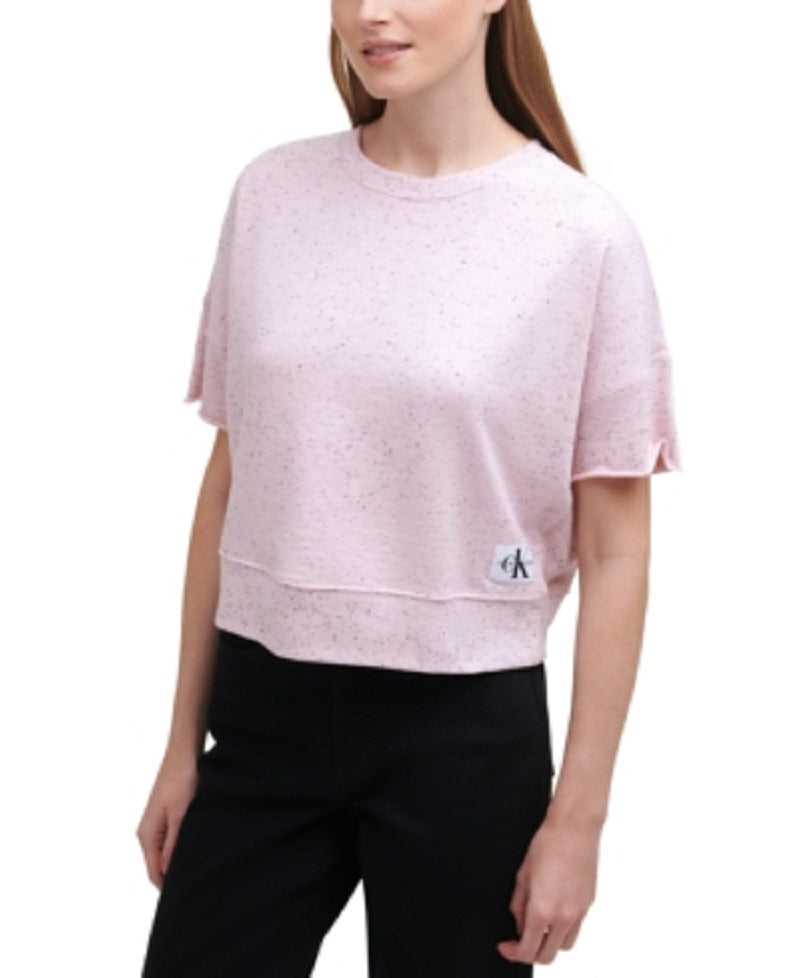CALVIN KLEIN JEANS Raw-edge Pullover Top In Pink Dawn Color Pink Size XL