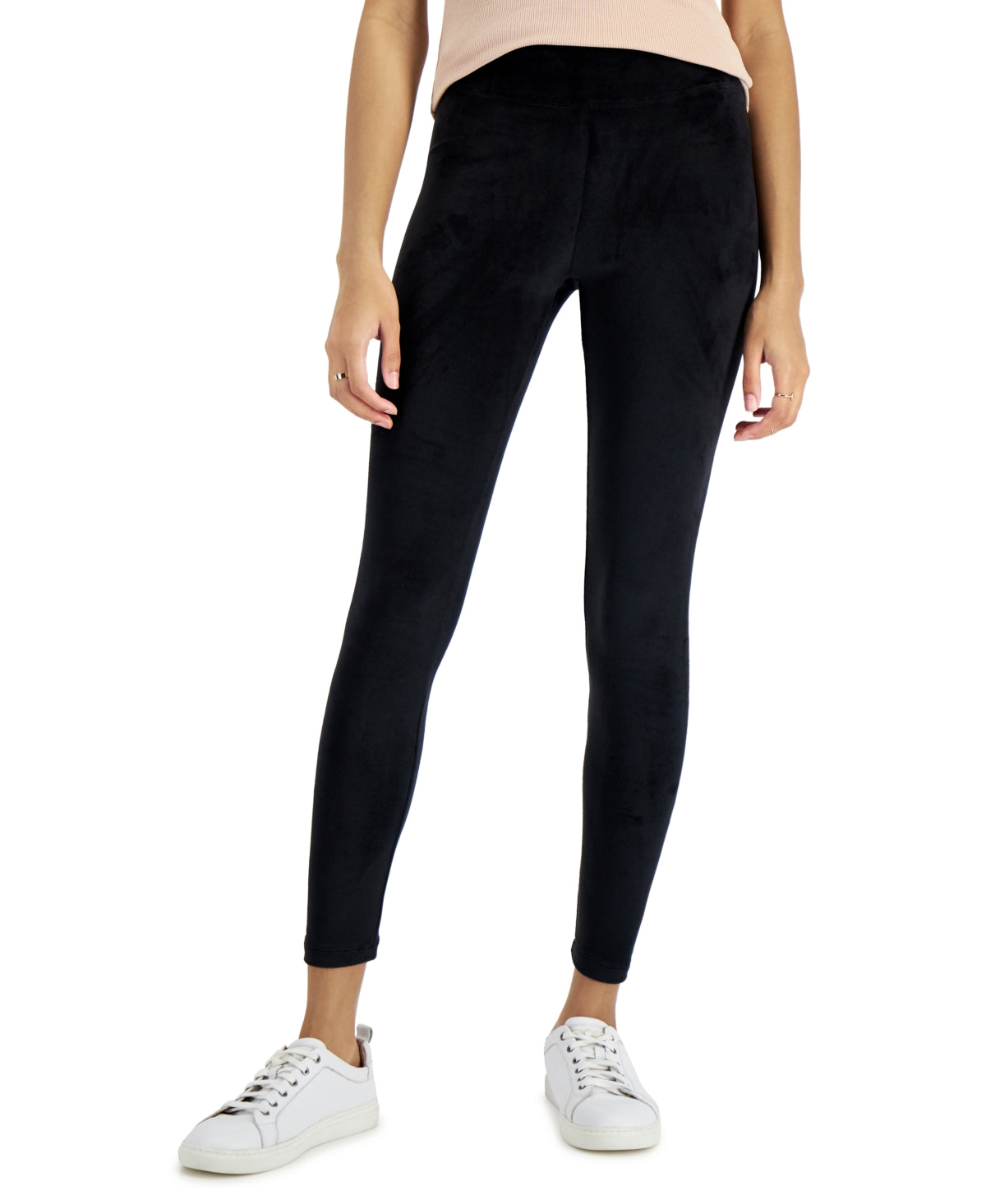 PLANET GOLD Juniors' High Rise Velour Leggings Color Black Size M