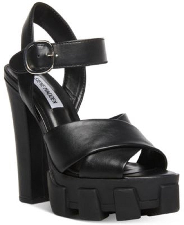 Steve Madden Womens Roxi Mega Lug Platform Sandal Color Black Size 8.5M
