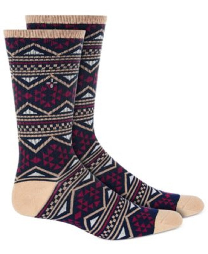 Sun Stone Mens Holiday Triangle Crew Socks Color Navy Triangles ONE SIZE