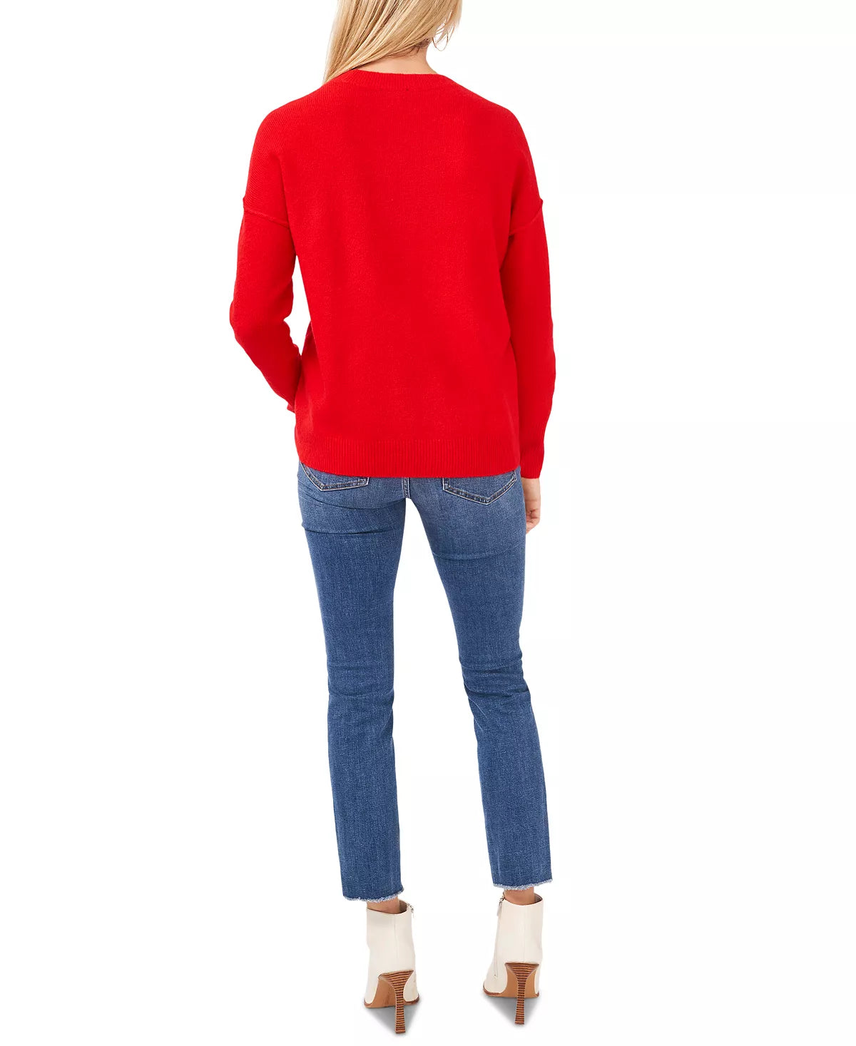 VINCE CAMUTO Women's Long Sleeve Extend Shoulder Sweater Bright Cherry Size XL