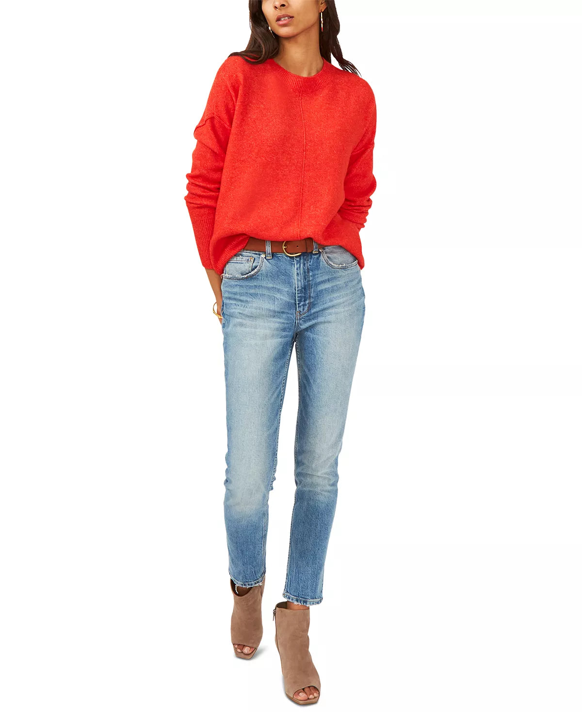Vince Camuto Womens Long Sleeve Extend Shoulder Sweatshirt Color Crossfire Size L