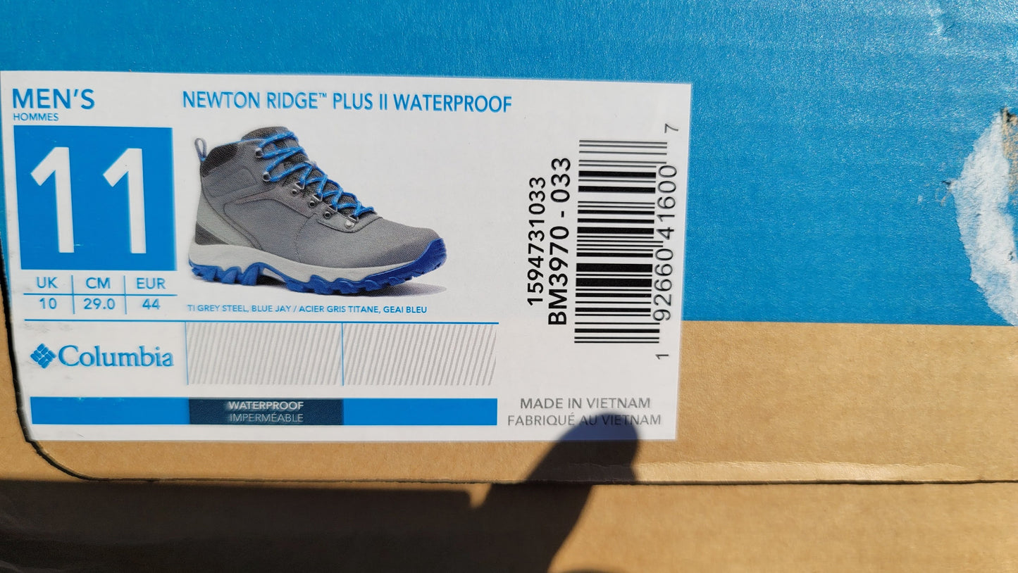 Columbia Men's Newton Ridge Plus Ii Waterproof Hiking Boot Shoe Color Gray