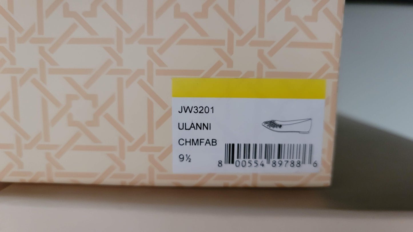 Jewel Badgley Mischka Women's ULANNI Ballet Flat, Champagne Fabric, 9.5M