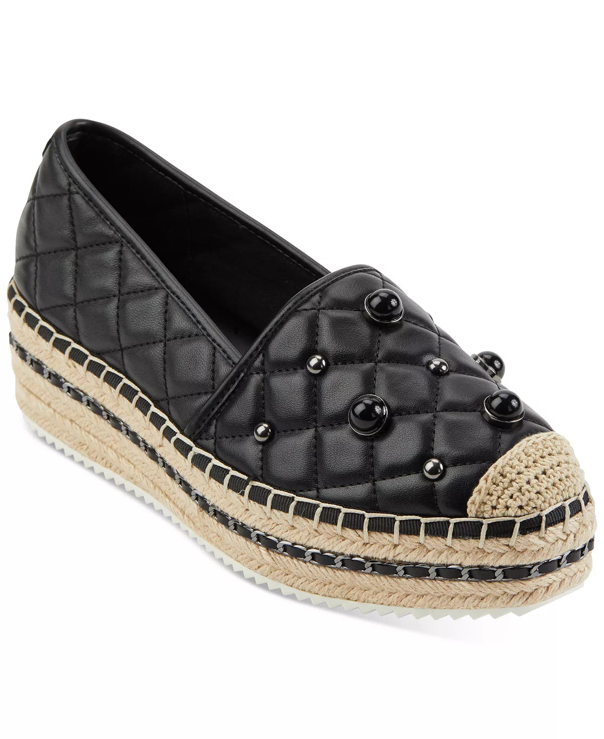 Karl Lagerfeld Paris Womens Diya Platform Espadrille Flats Color Black Size 7.5M