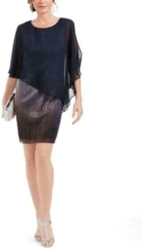 Connected Apparel Womens Ombre Angel Sleeve Cocktail Dress Color Blue Size 6