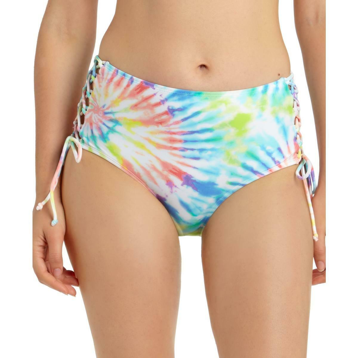 California Waves Womens Tie-Dye Side Lace Up Swim Bottom Multicolor Size XS Style MY20275B