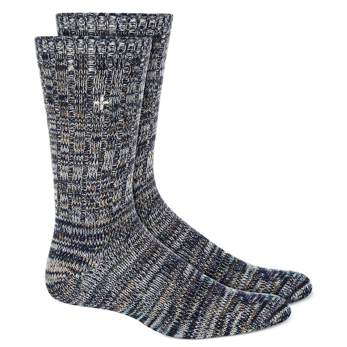 Sun Stone Mens MARLED STRIPED CREW SOCKS Color Dark Green ONE SIZE