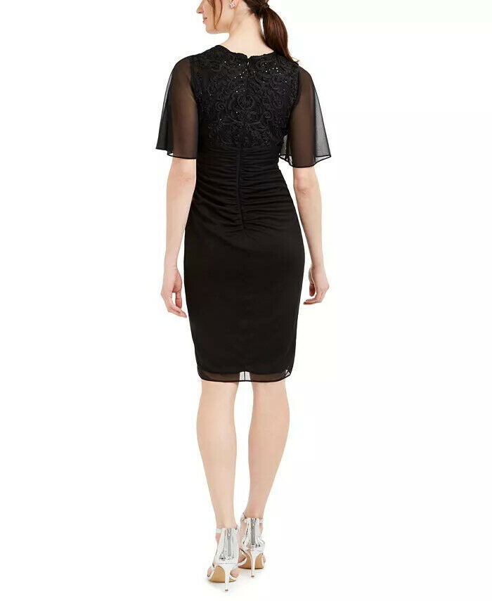 Betsy & Adam Ruched Glamour Dress Color Black Size 8 Style B199