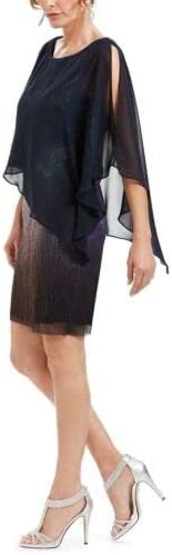 Connected Apparel Womens Ombre Angel Sleeve Cocktail Dress Color Blue Size 6