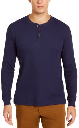 Club Room Men's Thermal Henley Shirt Color Navy Size XXL