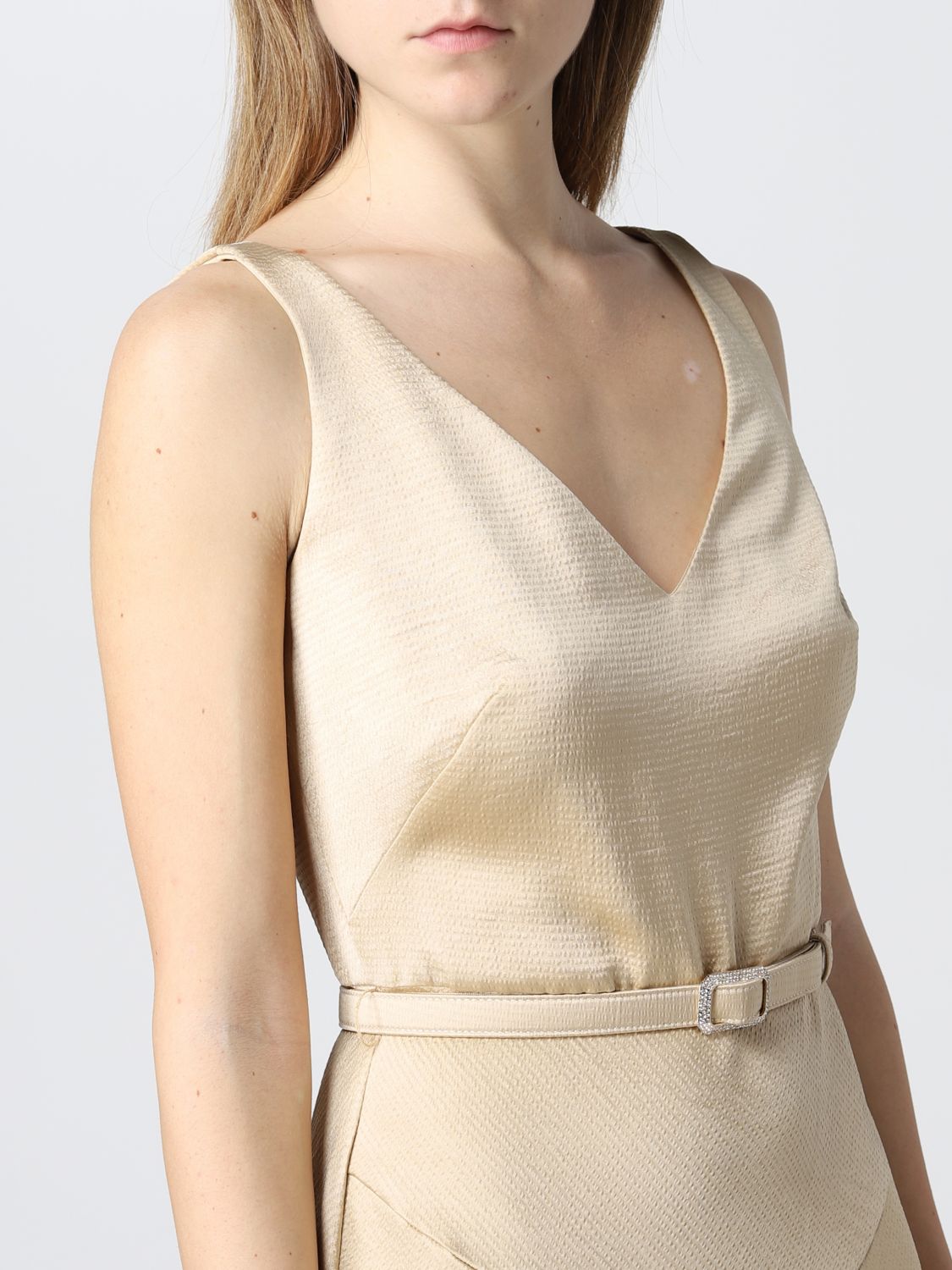 Lauren Ralph Lauren Satin Belted Sleeveless Gown Color Pale Parchment Size 12