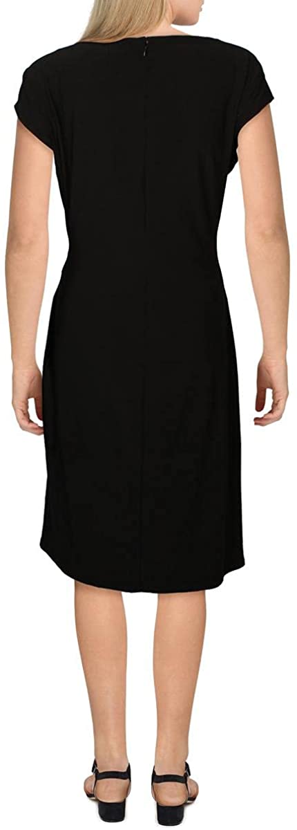 LAUREN RALPH LAUREN Womens Faux Wrap Jersey Wrap Dress Color Black Size 12