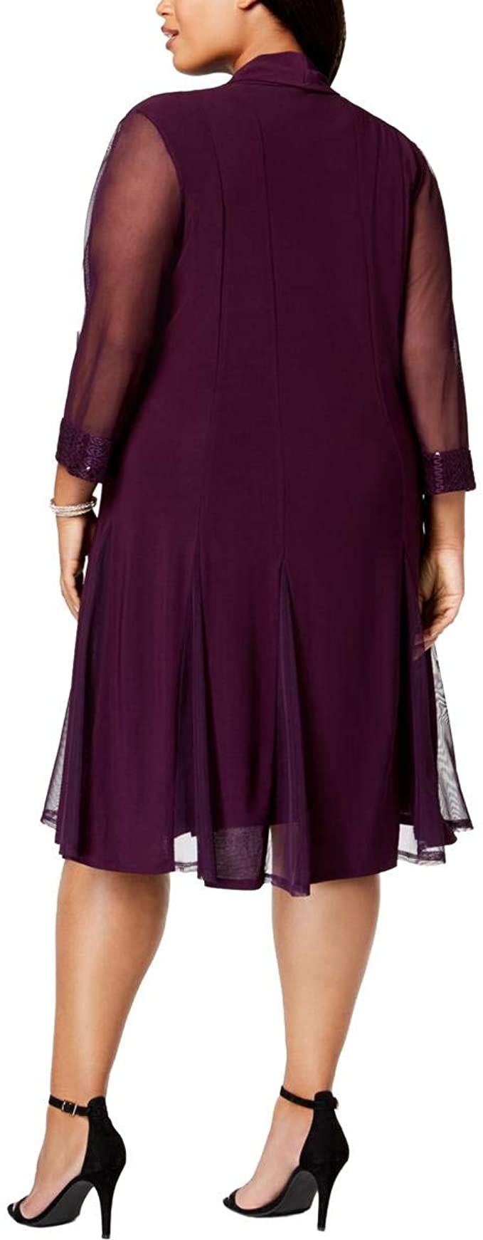 R&M Richards 2-Pc Godet Duster Jacket Dress Style 3221W Color Plum