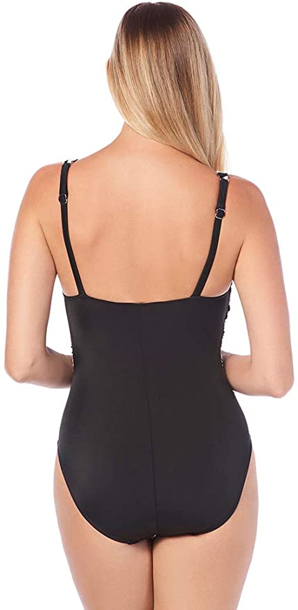 Magicsuit Women's Swimwear Sketchy Kaia Removable Soft Cup Belted One Piece Swimsuit with Adjustable Straps Size 12