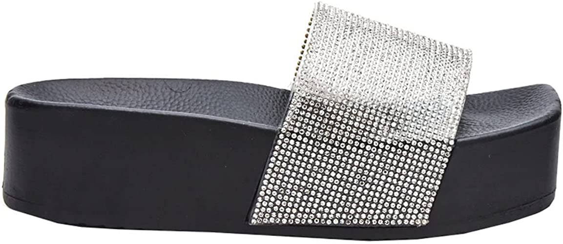 Matisse Beach by Matisse Women's Retreat Rhinestone Platform Sandals Color Black Synthetic Size 9M