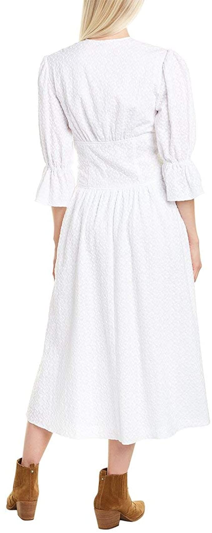 Rebecca Taylor Leaf Embroidered Midi Dress Style 320243D424 Size XS