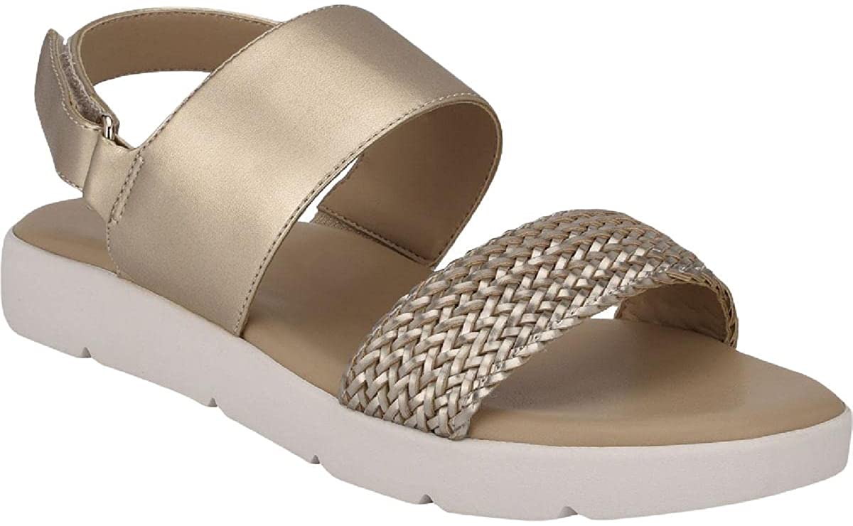 Easy Spirit Women's Dera Faux Leather Woven Sandals Color Light Natural Size 10M