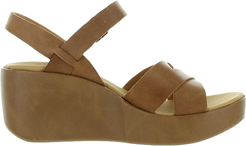 KORKS Women's Denica Leather Strappy Wedges Color Tan Size 10M