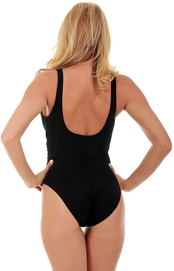 InstantFigure Women's Compression Shapewear Front Wrap One Piece Color Black Size 14
