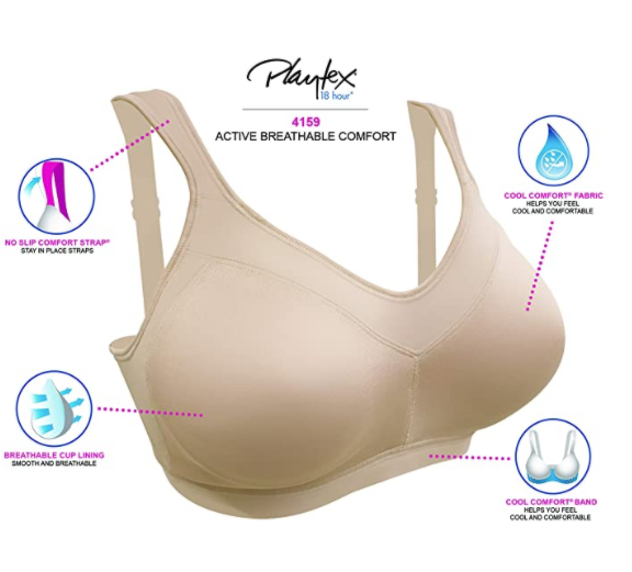 Playtex Women's 18 Hour Active Lifestyle Full Coverage Bra US4159 Size: 40D