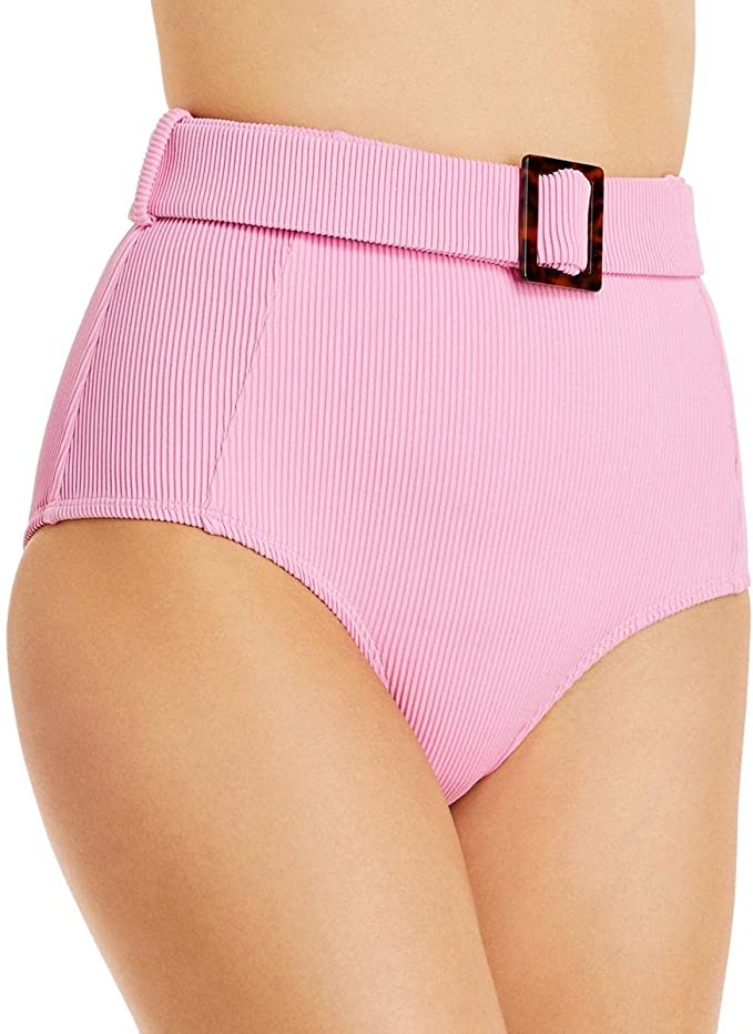 Charlie Holiday Zola Ribbed Belted Bikini Bottoms Color Pink Size S