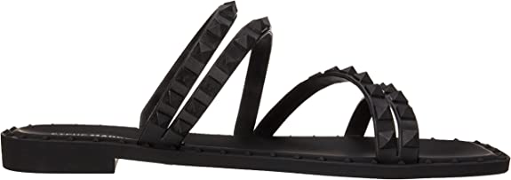 Steve Madden Womens Skyler-J Studded Flat Sandal Color Jelly Black Size 8M
