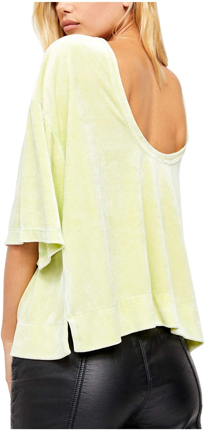 Free People Womens Valerie Open Back Velvet T-Shirt OB1068118 Size L