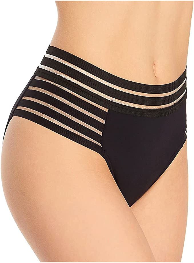 Vince Camuto Coastlines Mesh Elastic Bikini Bottoms Color Black Size XS