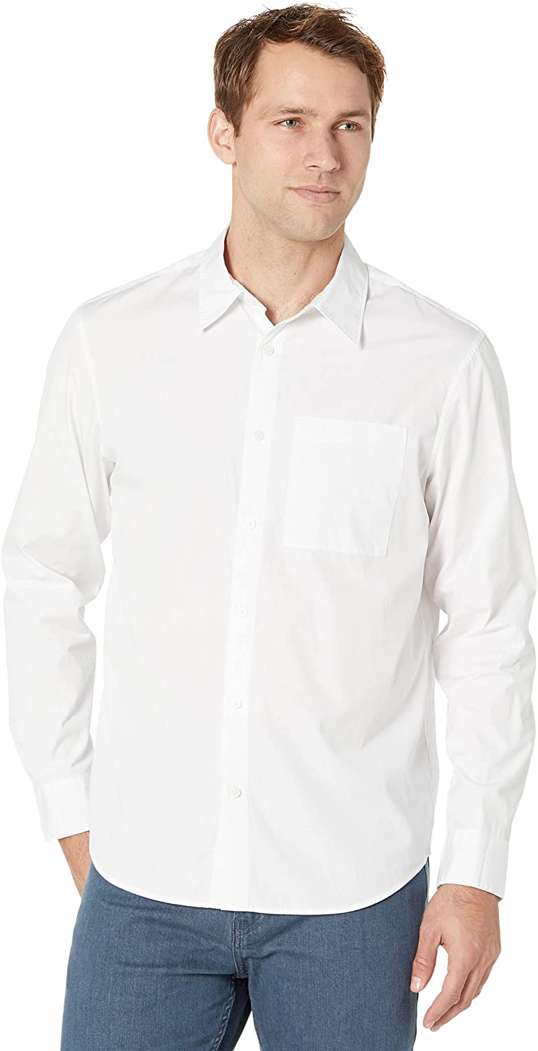Calvin Klein Men's Solid Pocket Button-Down Easy Shirt Color Brilliant White Size M