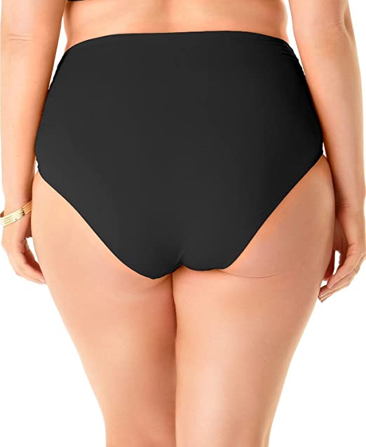 Anne Cole Plus Size High-Waist Bikini Bottoms Color Black Noire Size 18W