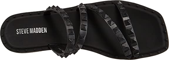 Steve Madden Womens Skyler-J Studded Flat Sandal Color Jelly Black Size 8M