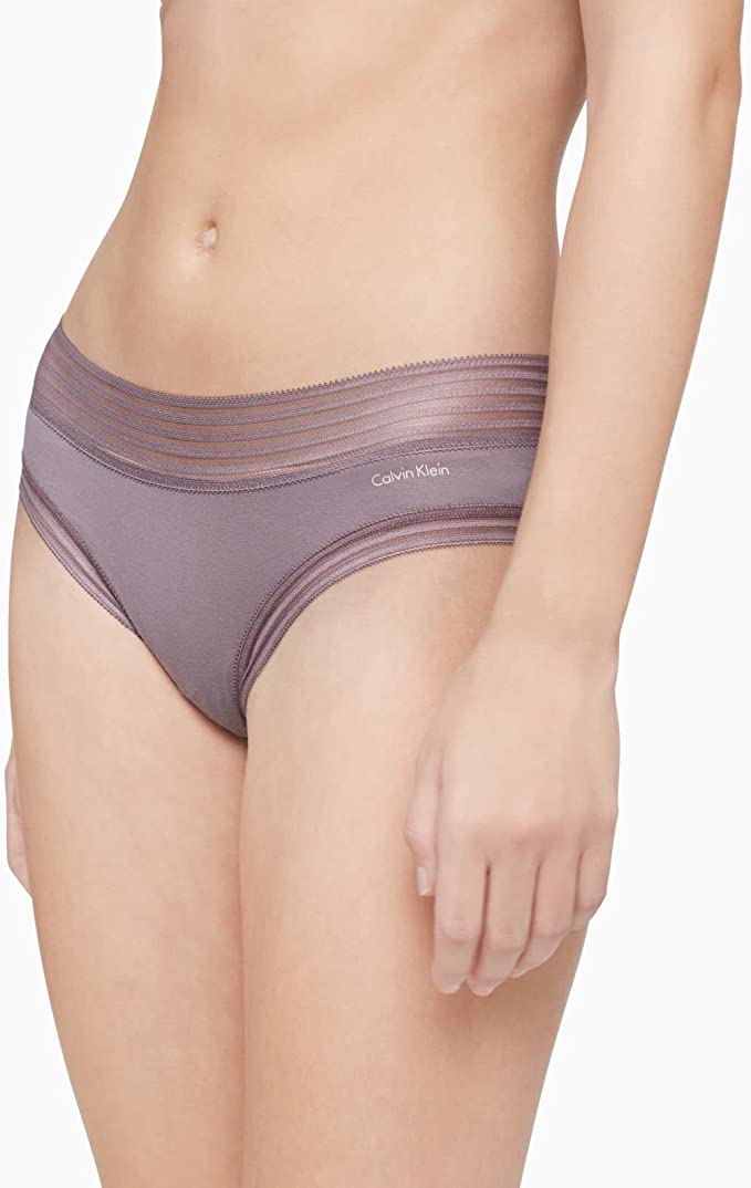Calvin Klein Striped-Waist Hipster Underwear Color Plum Dust Size XS