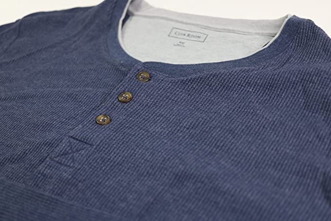 Club Room Men's Thermal Henley Shirt Color Navy Size XXL