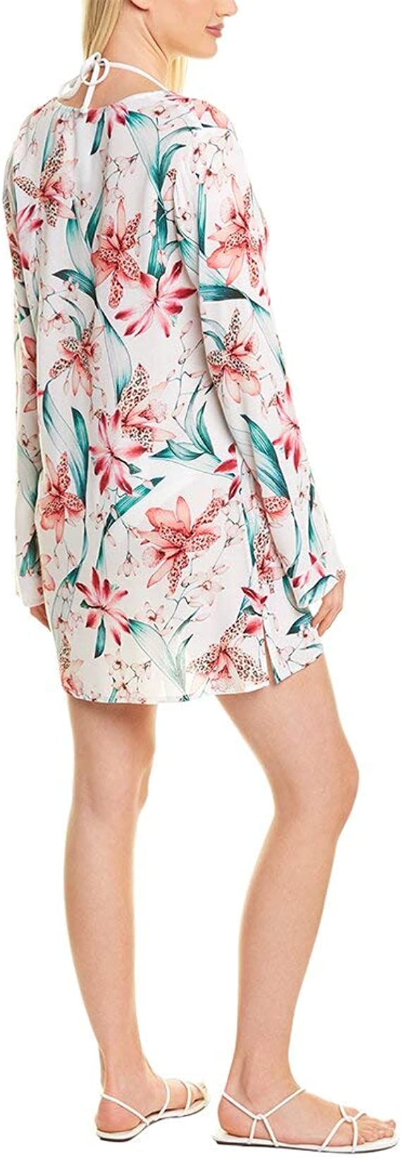 La Blanca V-Neck Tunic Swimsuit Cover Up Color White/Flyaway Orchid Size S