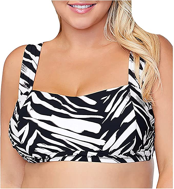 Raisins Curve Plus Size Meru Jamaica Swim Top Color Black Stone Size 20W