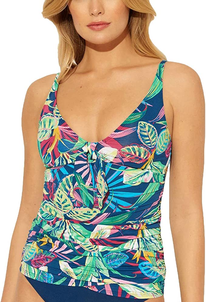 Bleu Rod Beattie Womens Printed Knot-Front Swim Top Separates Multicolor Size 12