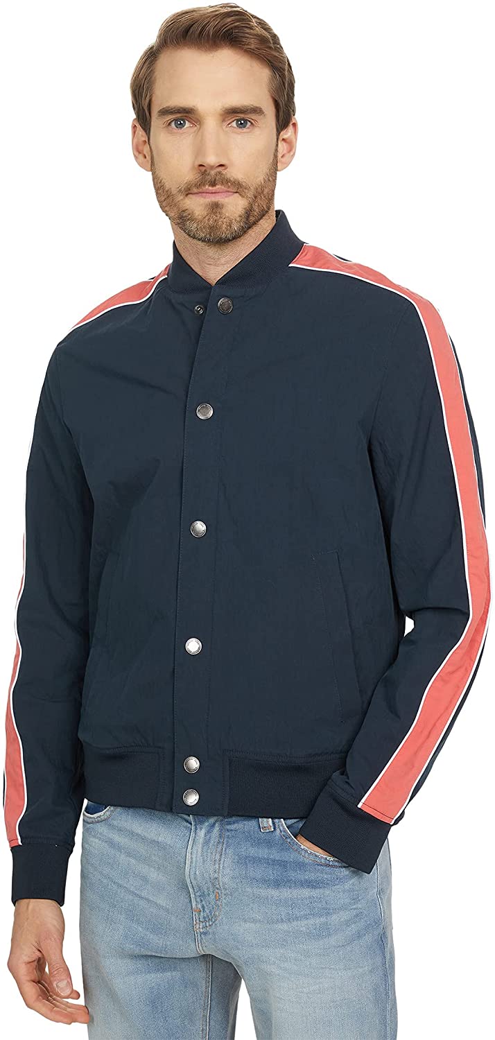 Michael Kors Men’s Lightweight Crinkle Bomber Jacket Color Dark Midnight Size L