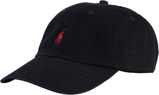 POLO RALPH LAUREN Men's Classic Pony Cap  Color Black Red One Size