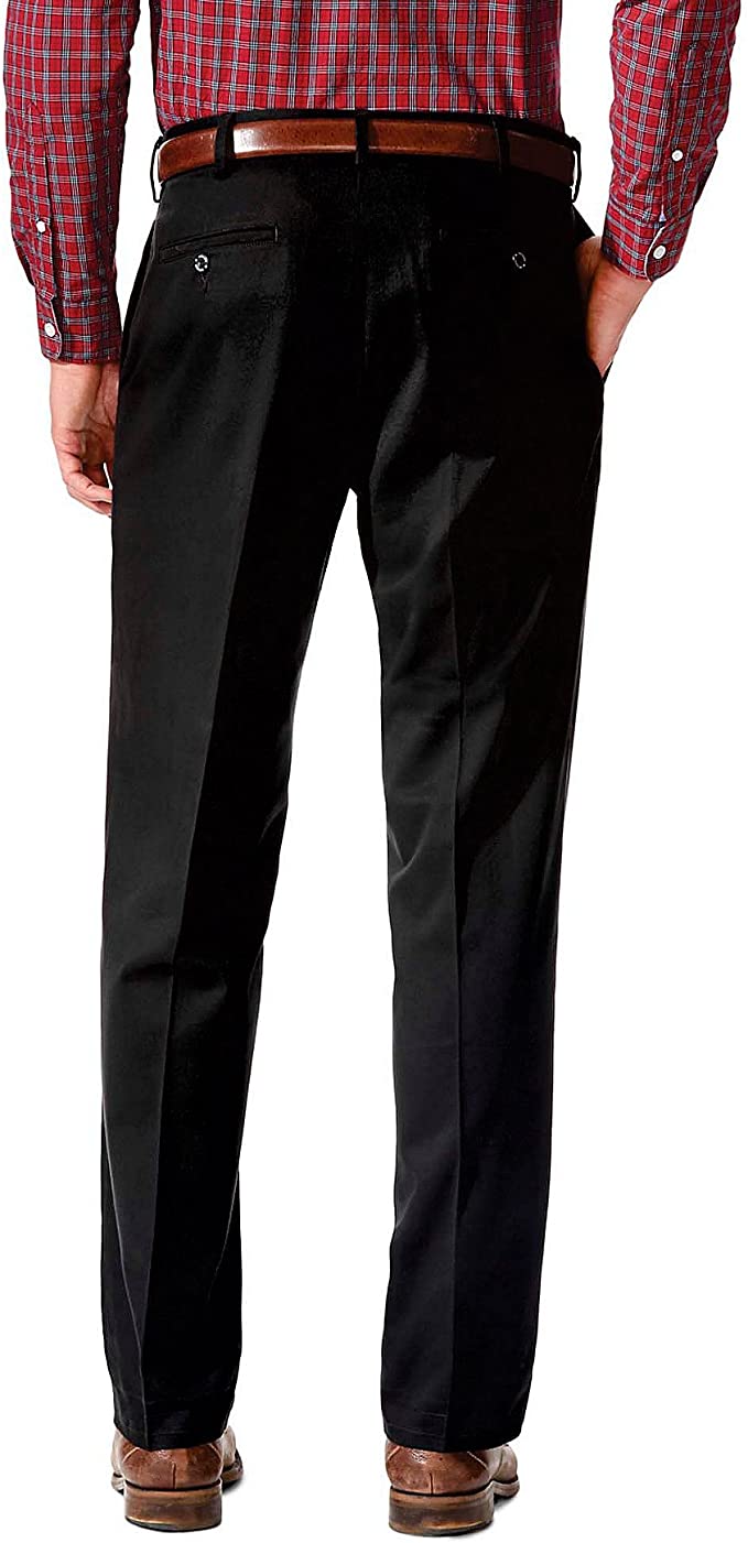 Dockers Men's Relaxed Fit Comfort Khaki Flat Front Pants Color Black Metal W36xL32