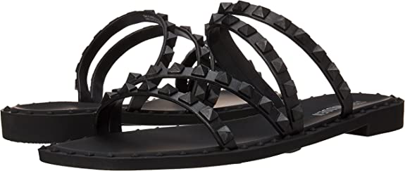 Steve Madden Womens Skyler-J Studded Flat Sandal Color Jelly Black Size 8M