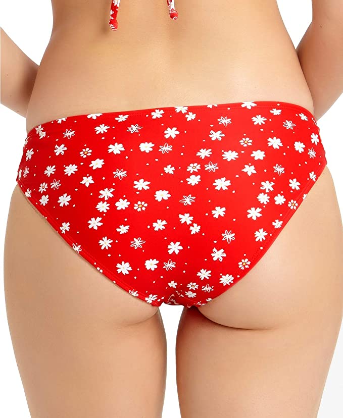 California Waves Juniors' Strappy Hipster Bikini Bottom Color Red Ditsy Size S