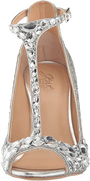 Jewel Badgley Mischka Women's Conroy Dress Sandal Color Smoke Glitter Size 9.5M