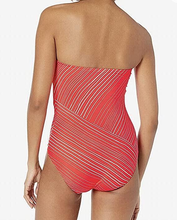 Vince Camuto Women's Standard Stripe Spliced Bandeau One Piece Color Poppy 670 Size 10