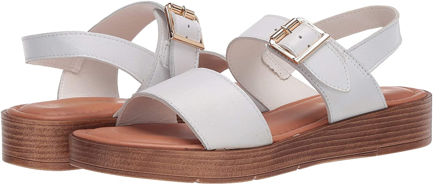 Bella Vita Women's Tay-Italy Wedge Sandal Color White Leather Size 6.5WW